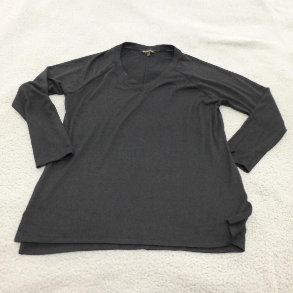 Banana Republic Shirt Womens Large Black Knit V Neck Stretch Lightweight